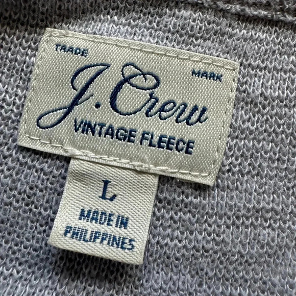 J. Crew Vintage Fleece Women's Gray V Neck Long Sleeve Sweater Top Size Large - Picture 12 of 13